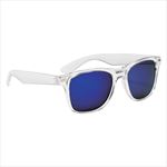 Clear Frame With Blue Mirrored Lenses Side